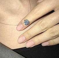 Елегантний срібний кулон на волосіні-невидимці з кубічним цирконієм Swarovski, 37 см