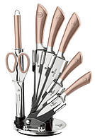 Набор стильных хороших литых кухонных ножей 8 предмета Metallic Line Rose Gold Edition BH 2374