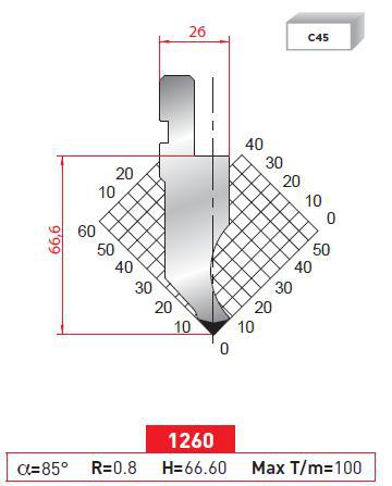 Пуансон 1260 H=66,6+30 mm 85° R=0,8 L=835, фото 1