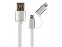 USB кабель Remax Aurora Combo Lightning/microUSB, 1m white