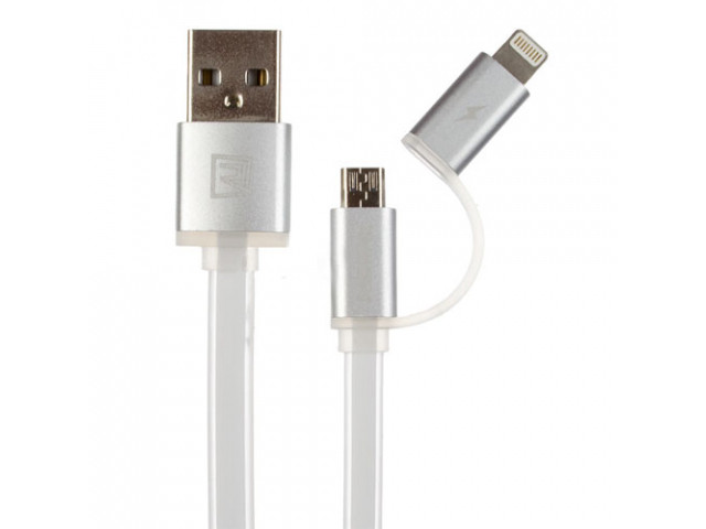 USB кабель Remax Aurora Combo Lightning/microUSB, 1m white, фото 1