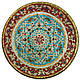 Декоративна тарілка 36 см "Сонце Моголів" олійні фарби НЕБ'ЯСКА МЕТАЛІЧНА ОСНОВА, фото 4