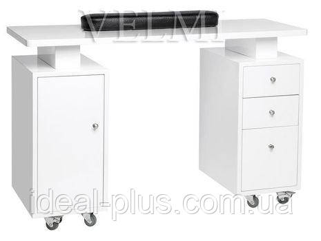VM110 манікюрний стіл із тумбою та висувними ящиками-нішами на прогумованих колесах, фото 1