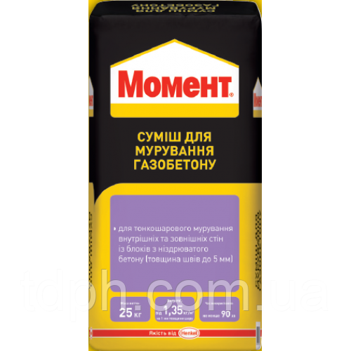 Суміш для кладки газобетону Момент (25кг)