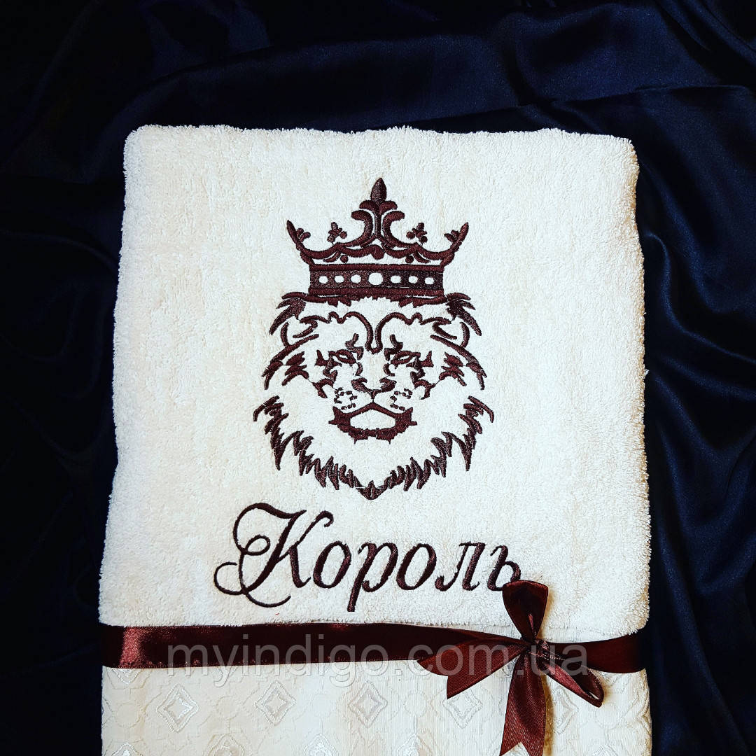 Махровий рушник із вишивкою, фото 1