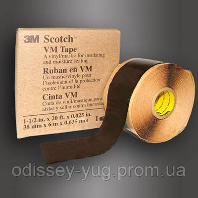 Мастична стрічка 3M Scotch VM Tape, (38 мм. х 6 м х 0,635 мм) вініло-малістична. Телекомівська.