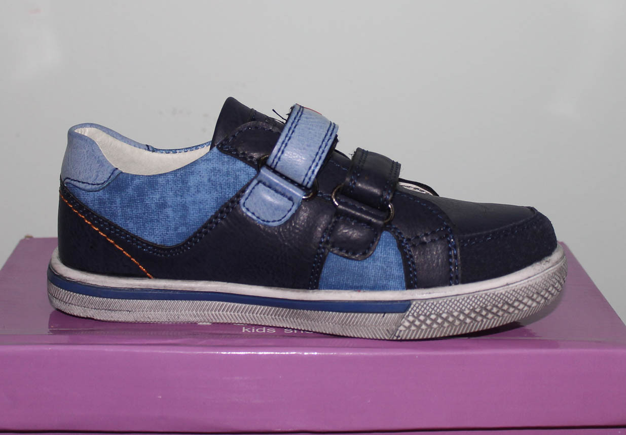 Детские туфли для мальчика на липучках синие - фото 5 - id-p521328904