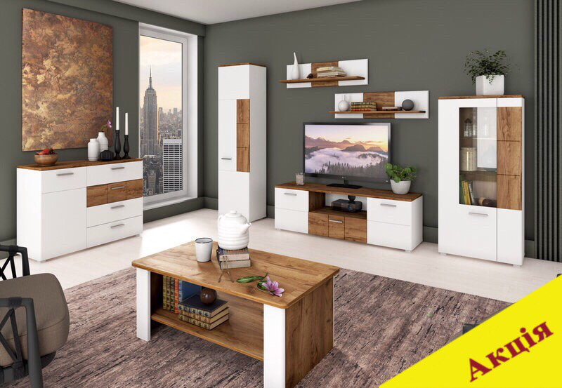 Стінка для вітальні з ДСП/МДФ (вітальня стінка) Сandy Blonski 1, фото 1