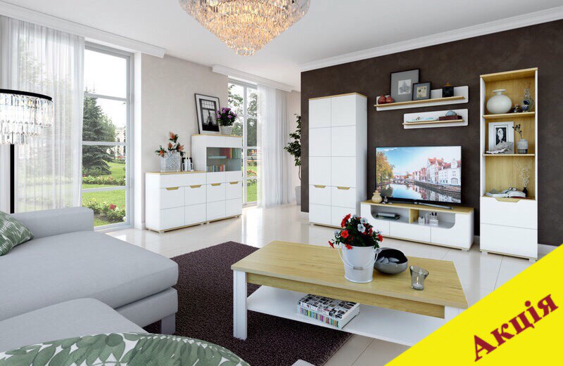 Стінка для вітальні з ДСП/МДФ (вітальня стінка) Valles Blonski 3, фото 1