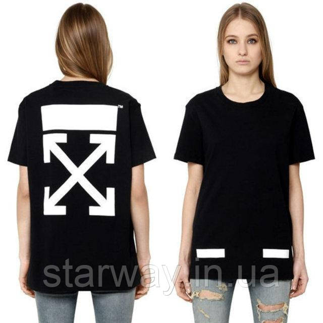 Жіноча чорна футболка off white logo