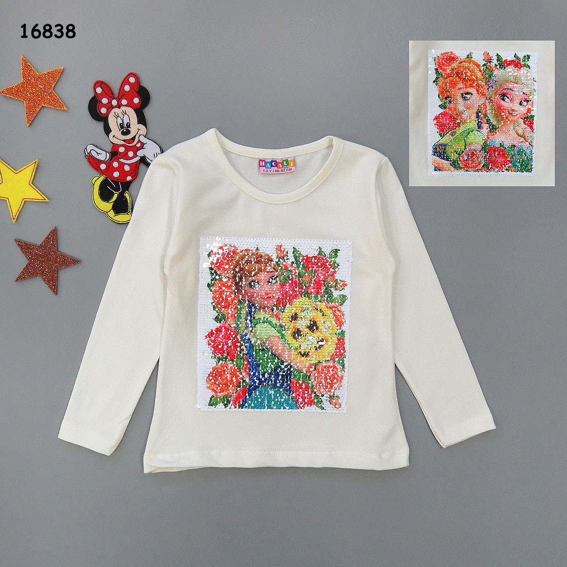 Кофта "Ельза і Анна" для дівчинки (двосторонні паєтки). 86-92; 98-104 см, фото 1