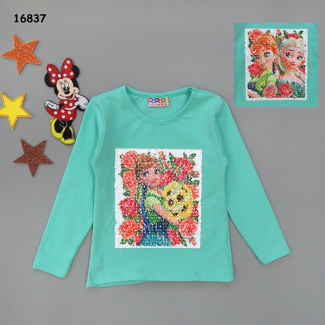 Кофта "Ельза і Анна" для дівчинки (двосторонні паєтки). 86-92 см, фото 1