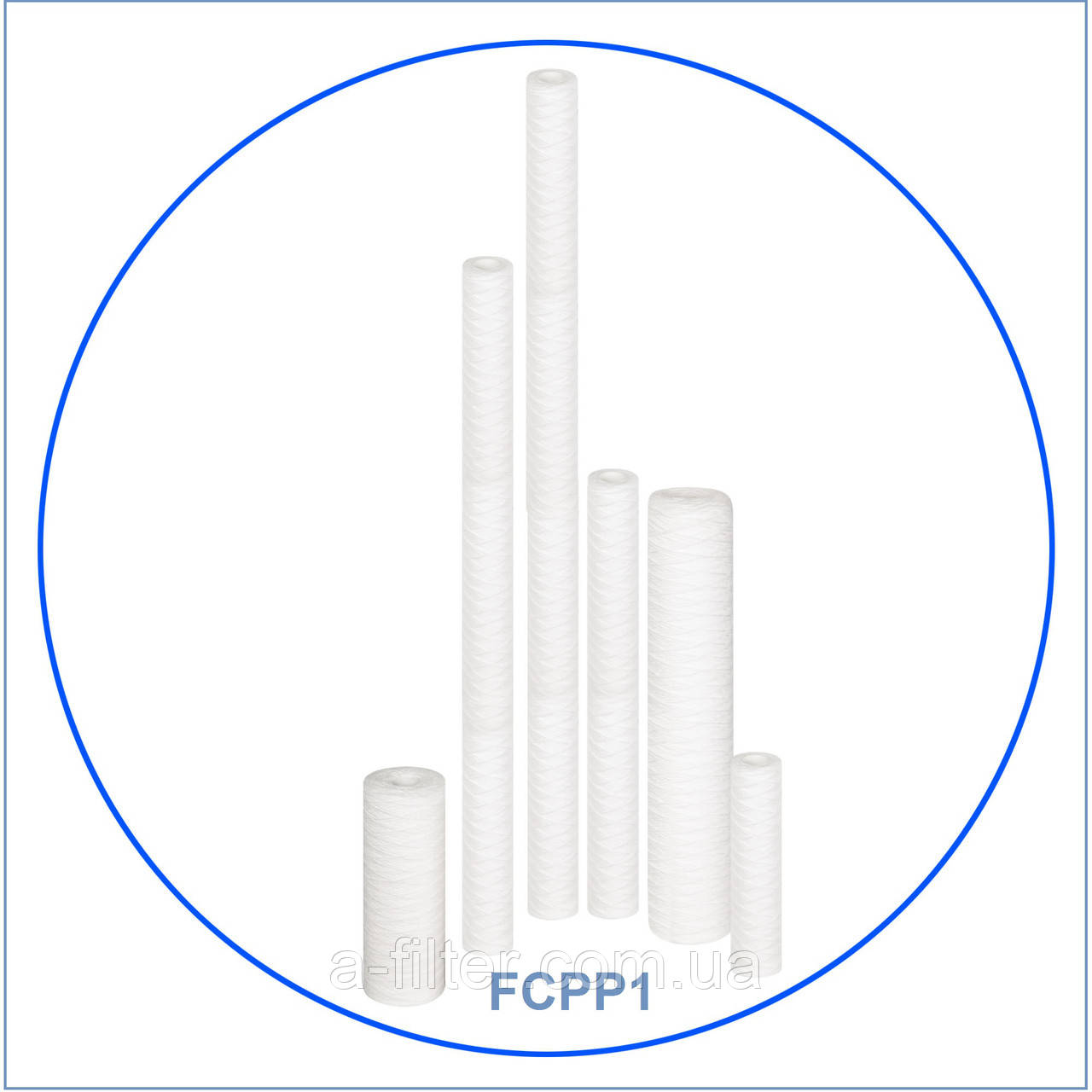 Картридж із поліпропіленового шнура, 1 мікрон — 9 7/8" x 2 1/2"., фото 1