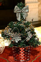 Ялинка маленька прикрашена сріблом 20 см 0424 S, фото 5