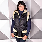 Жилетка жіноча стьобана на блискавці чорна 48-58р з овчини з кишенями