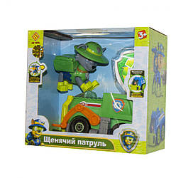 Герой з машиною Щенячий патруль зелений Рокі, звук, світло, значок, лапки рухомі, CH-701 B
