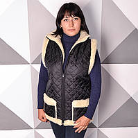 Жіноча жилетка стьобана з овчини UkrCamo ЗБ Чорна