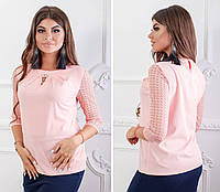 Блуза кружево арт. 122 розовая пудра