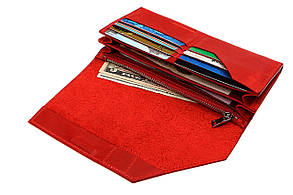 Портмоне Grande Pelle Festa 200х105х20 мм шкіра Crazy Horse червоний.