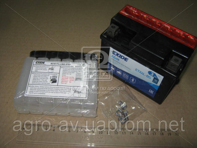 Аккумулятор 3Ah-12v Exide AGM (ETX4L-BS) (113х70х85) R, EN50 - фото 1 - id-p745992932