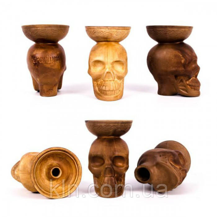 Чаша з глини фанел для кальяну форма черепа, фото 1