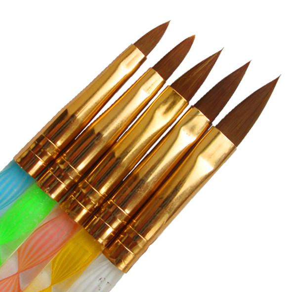 Набір Конусних Овальних Кистей з Прозорою Ручкою, для Нарощування Нігтів Акрилом, Для Малювання, Для Ліплення (5шт.), якісні, замовити, купити дешево оптом, дрібним оптом і в роздріб через інтернет магазин http://opt21.com з доставкою по всій Україні від Компанії 