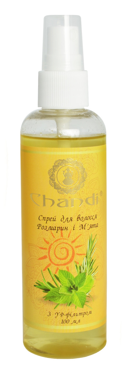 Індійський спрей для волосся "Розмарин і М'ята" з УФ-фільтром Chandi, 100мл