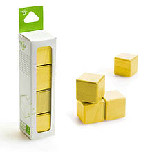 Дерев'яний магнітний конструктор 4 кубики, Tegu; Колір — Yellow