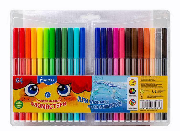 Фломастери 24 кольори Marco Super Washable 1690-24