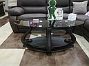 Журнальний скляний стіл на деревяних опорах плівка глянець МС-1 Мілан Антонік, фото 3