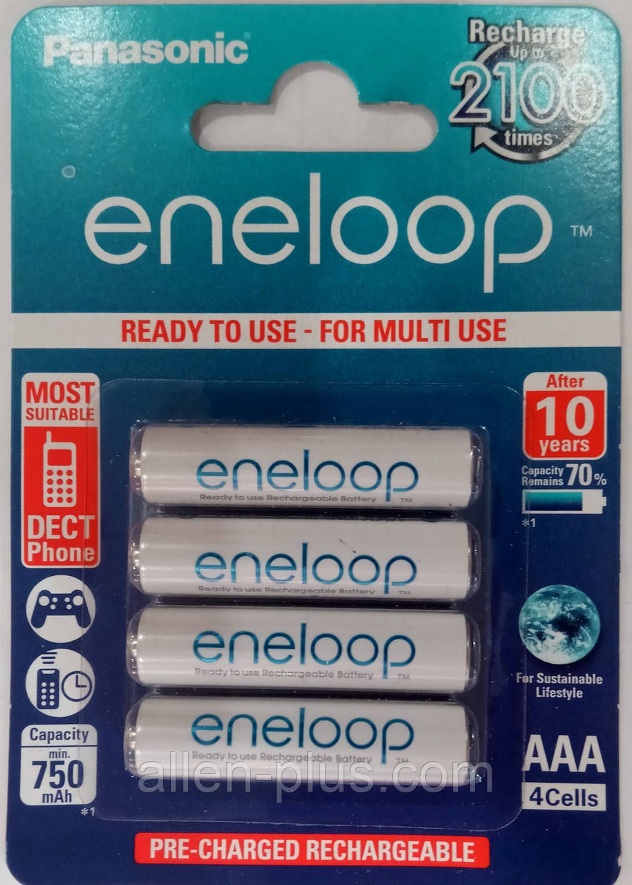 Комплект акумуляторів (4 шт) Panasonic eneloop AAA 1,2 V (min 750 mAh) mAh Ni-MH BK-4MCCE/4BE Японія