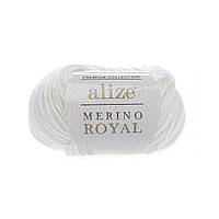 Турецкая пряжа для вязания Alize Merino Royal (мерино рояль) 100% мериносовая австралийская шерсть-55 белый