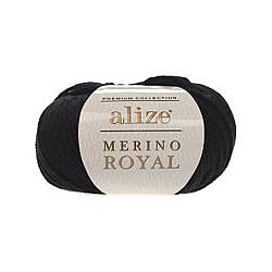Турецька пряжа для в'язання Alize Merino Royal (меріно рояль) 100% мериносова австралійська вовна-60 чорний