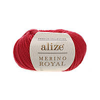 Турецкая пряжа для вязания Alize Merino Royal (мерино рояль) 100% австралийская шерсть- 56 красный