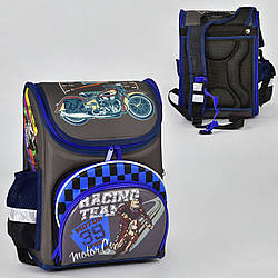 Шкільний рюкзак ортопедична спинка 2 кишені з зображенням Мотобайків