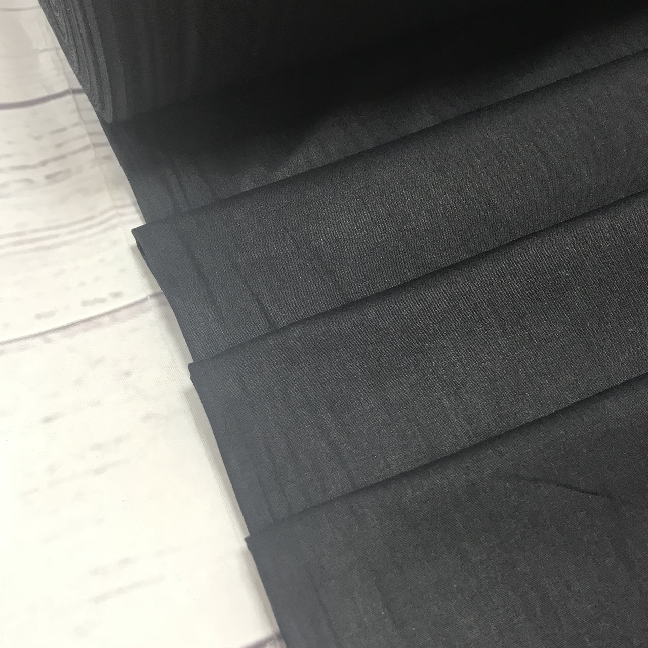 ВІДРЕЗ (0,8*2,4 м) Тканина поплін De Luxe, однотонний чорний (Туреччина шир. 2,4 м), фото 1