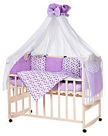 Дитяча постіль Babyroom Bortiki lux-08 bird бузковий - білий