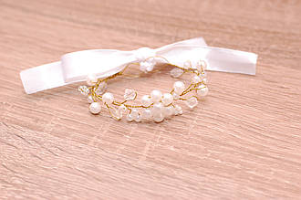 Браслет на руку з білих і прозорих намистин / для Наречені