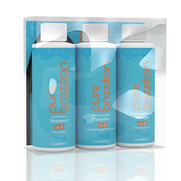 Міні набір для кератинового випрямлення волосся Pure Brazilian Original Solution Mini Salon Kit, 3х60 мл