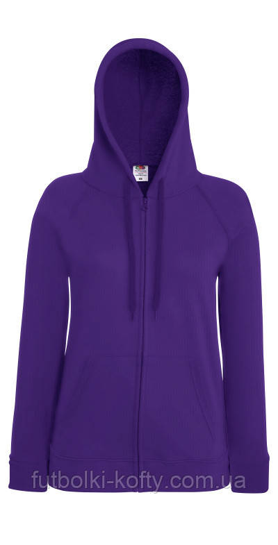 Жіноча фіолетова толстовка з капюшоном на блискавці Lightweight hooded jacket lady-fit Fruit of the Loom,XL, фото 1