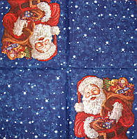 Салфетка декупажная Санта с мешком подарков 298 (пачка 20)