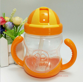 Поїльник-непроливайка з силіконовою соломинкою помаранчевий 40077