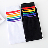 Гольфи - панчохи для дівчинки чорні з різнокольоровими смужками, фото 3