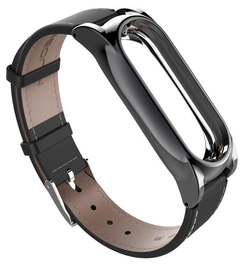Шкіряний ремінець Xiaomi Mi Band 2 MiJobs Plus Stitched браслет Чорний 1082P