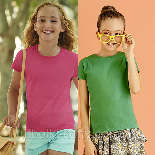 Дитяча футболка для дівчинки м'яка Sofspun girls Fruit of the Loom, 100% бавовна, фото 1