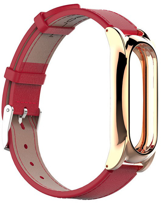 Шкіряний ремінець Xiaomi Mi Band 2 MiJobs Plus Stitched браслет Червоний / Золотий 1082P