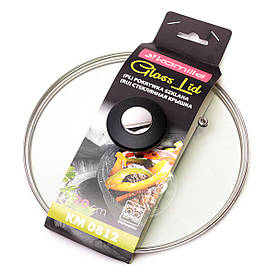 Кришка скляна Kamille 20см з металевим обідком KM-0812