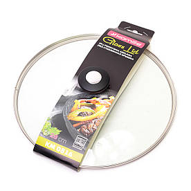 Кришка скляна Kamille 28см з металевим обідком KM-0816