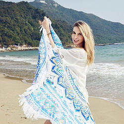Пляжний килимок Мандала. Блакитна-біла