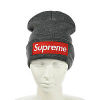 Молодежная шапка "Supreme" серый